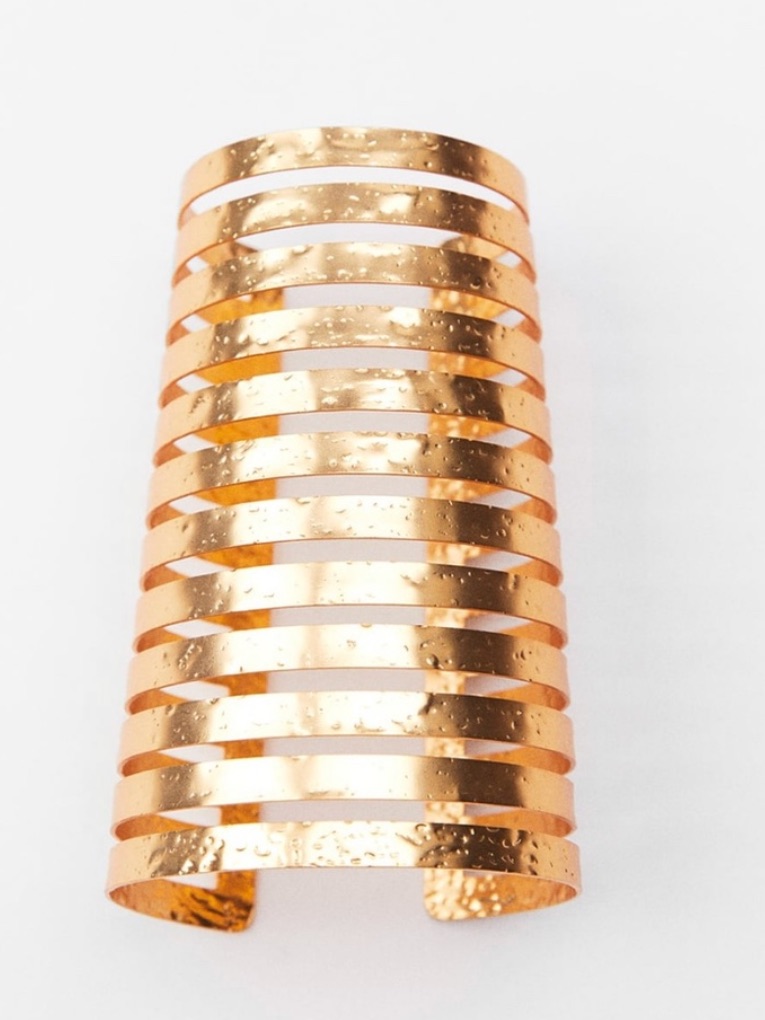 Zara Hammered Gold Metal Maxi Armband Bracelet,